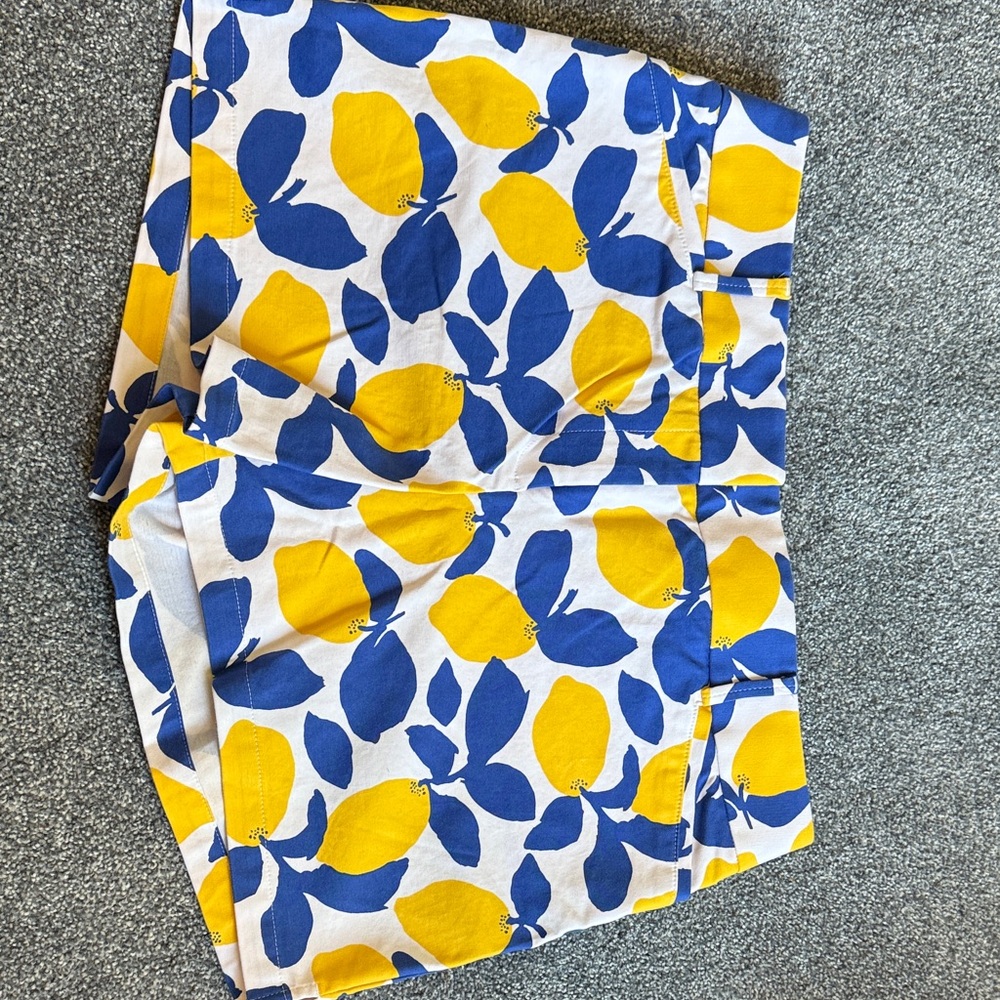 LOFT Blue and Yellow Patterned lemon Shorts